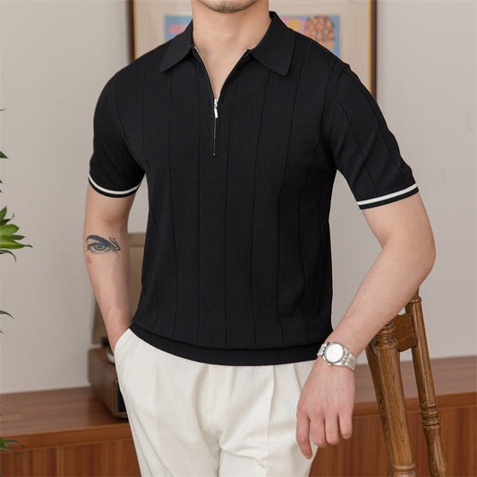 ADONIS PLEATED KNIT POLO 