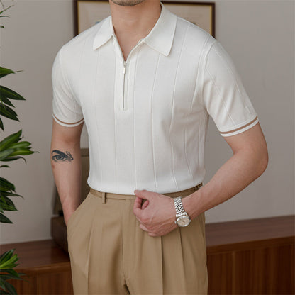 ADONIS PLEATED KNIT POLO 