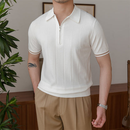 ADONIS PLEATED KNIT POLO 