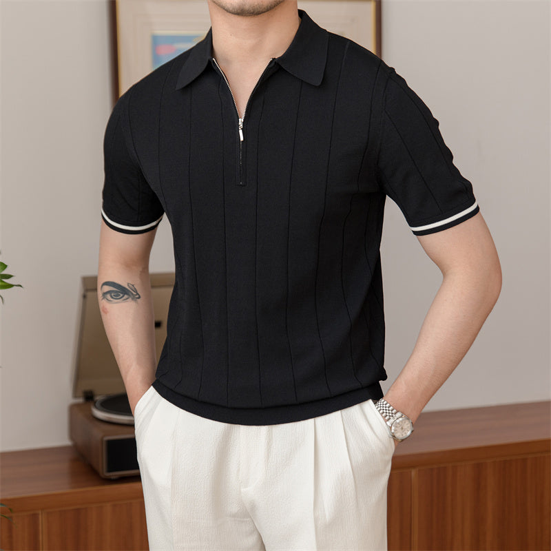 ADONIS PLEATED KNIT POLO 